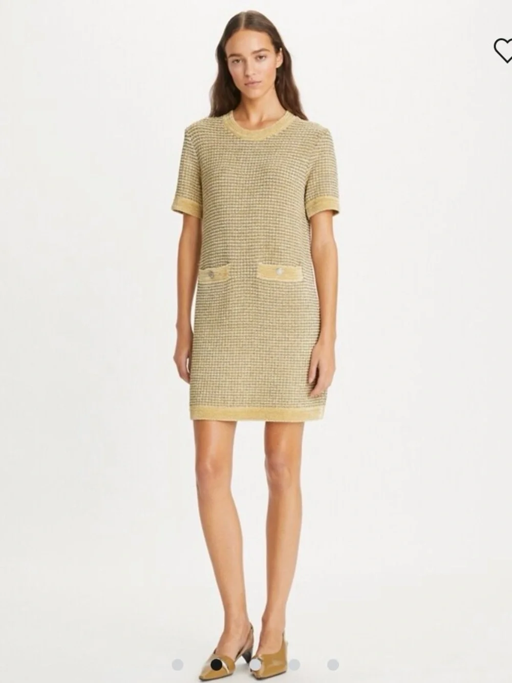 Tory Burch Yellow and Silver Knit Short-Sleeve Dress & Cardigan Set